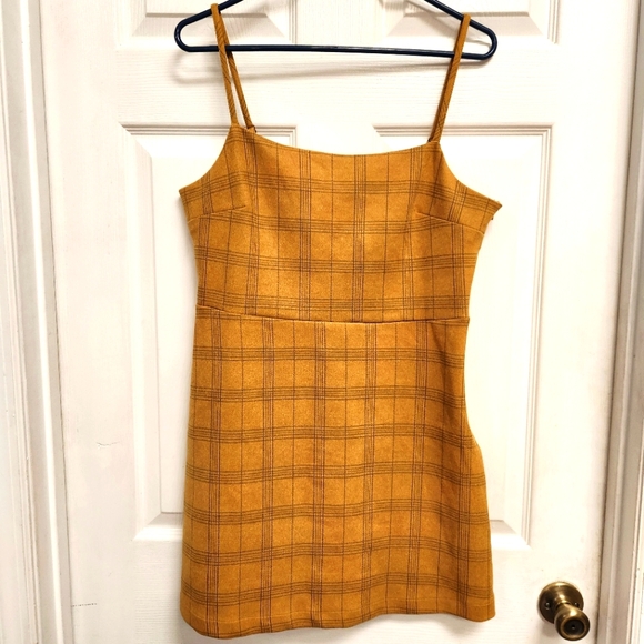 She + Sky Yellow Plaid Mini Dress. Size Large - Picture 1 of 11